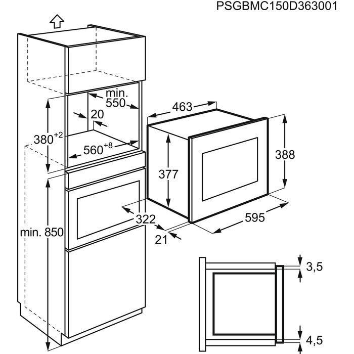Inbuilt microwave oven shop size