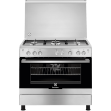 طباخ غاز 90 سم 5 شعلات مع موقد غاز وفرن غاز XXL بمروحة