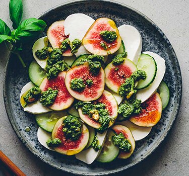 Fig & Cucumber Caprese with Pesto