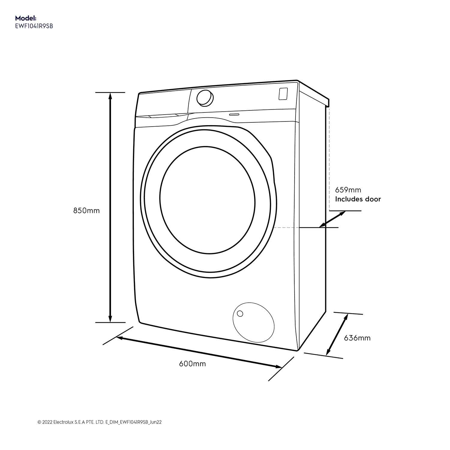10kg front load washing machine EWF1041R9SB 1400 rpm Electrolux Arabia