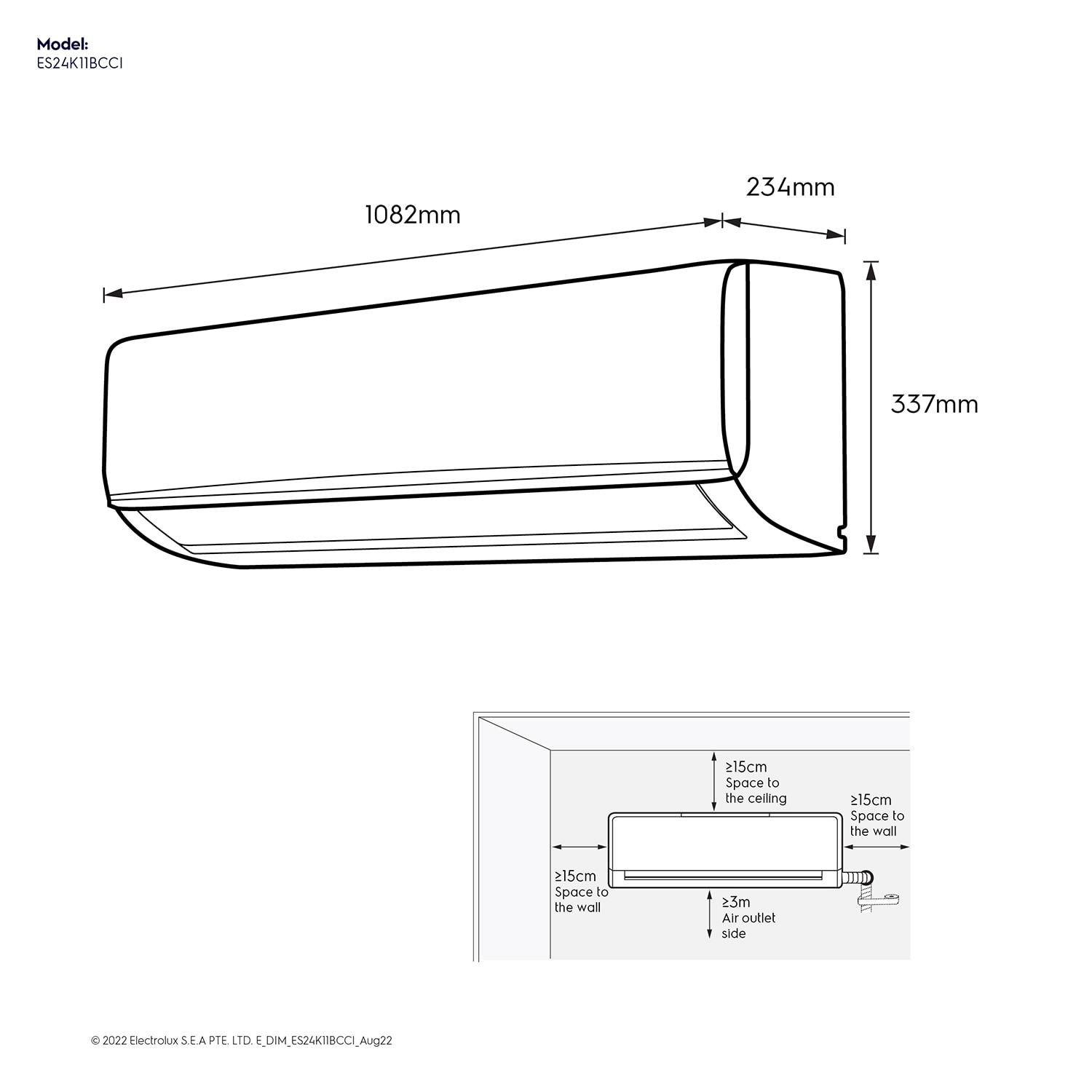 22000 BTU plit air conditioner - ES24K11BCCI | Electrolux Arabia