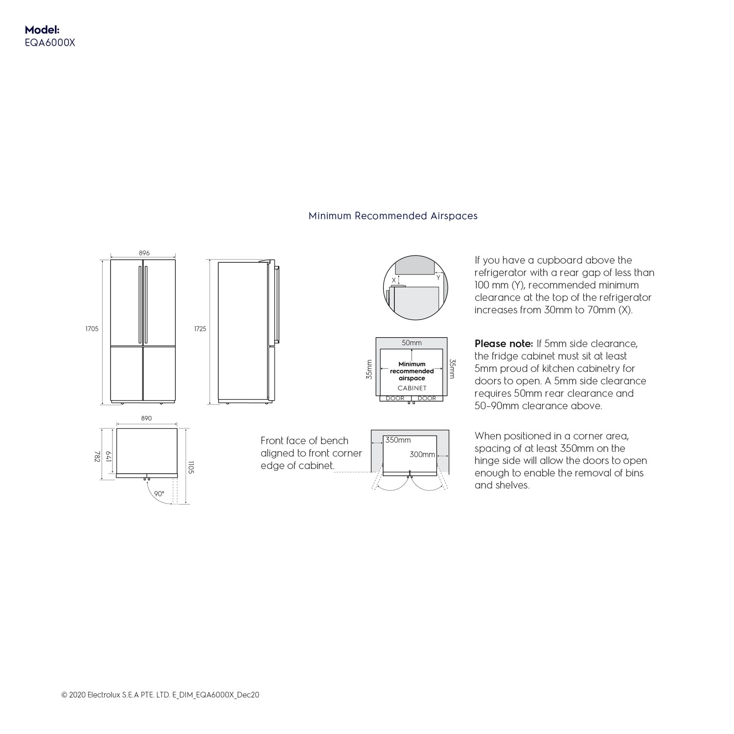 541L side by side fridge freezer EQA6000X Electrolux Arabia
