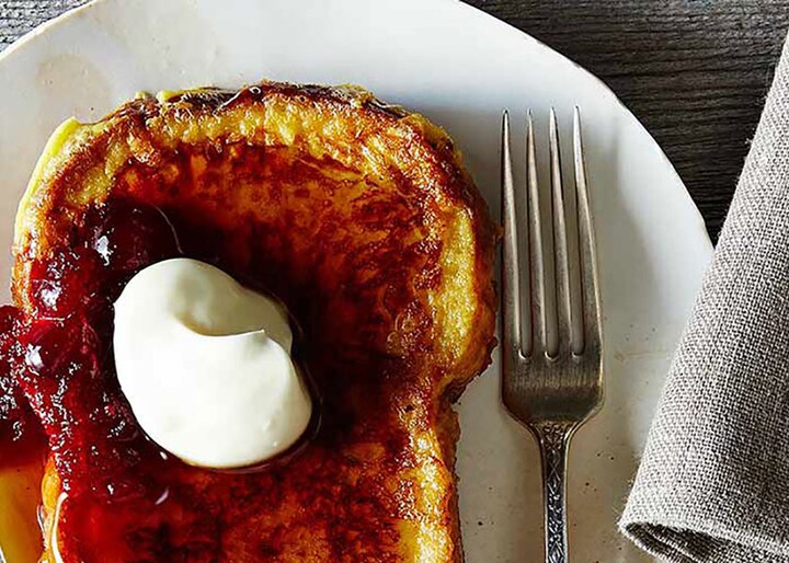 Cranberry French Toast with Mascarpone and Maple