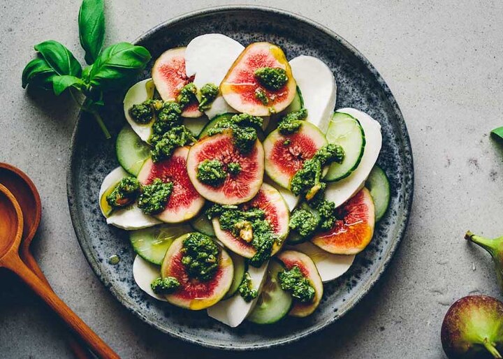 Fig & Cucumber Caprese with Pesto