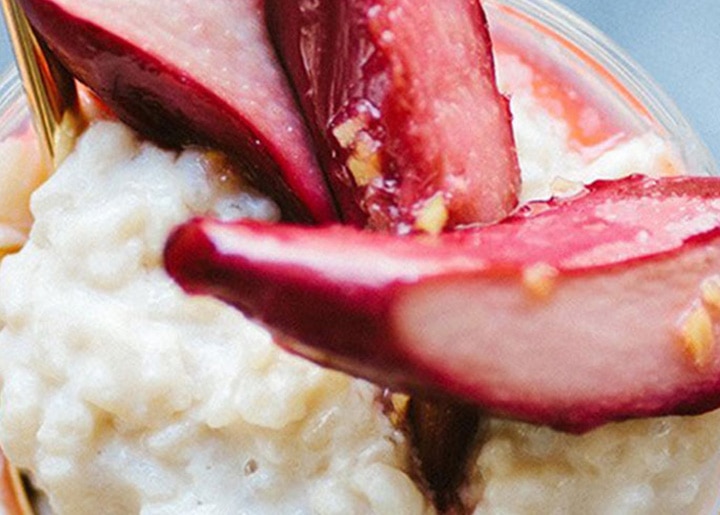 Honey and Ginger Roasted Rhubarb with Brown Sugar Rice Pudding